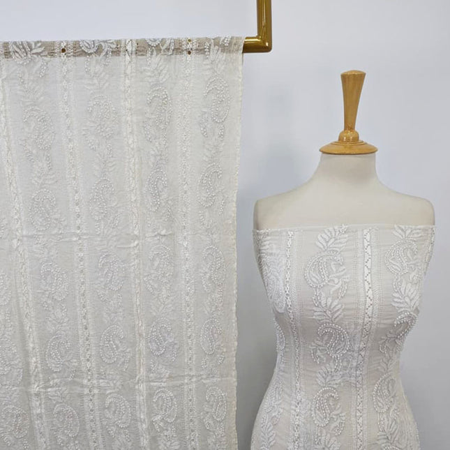 Pure China Crinkle with Tarkashi + Chikankari & Kacha Pakka Tanka Work