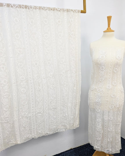 Handmade Pure China Crinkle Tarkashi + Shadow & Marori Tanka Work  2pc Suit