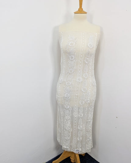 Handmade Pure China Crinkle Tarkashi + Shadow & Marori Tanka Work  2pc Suit