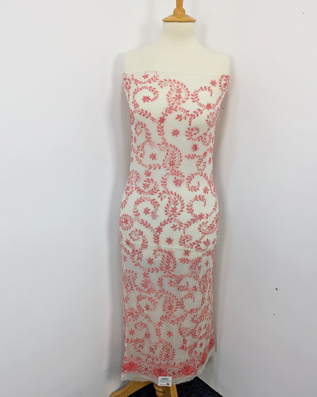 Handmade Pure China Crinkle Kacha Pakka Tanka work Full Jaal Dupatta