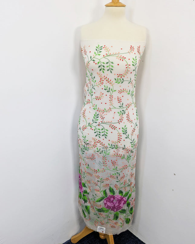 Handmade Pure China Crinkle Kacha Pakka Tanka work Full Jaal Bordered Dupatta