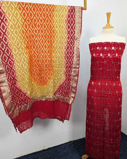 Indian Banarsi + Chunri Work 2pc Suit