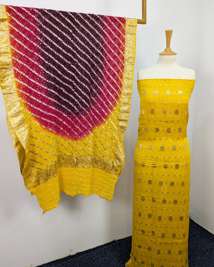 Indian Banarsi + Chunri Work 2pc Suit