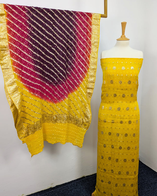 Indian Banarsi + Chunri Work 2pc Suit