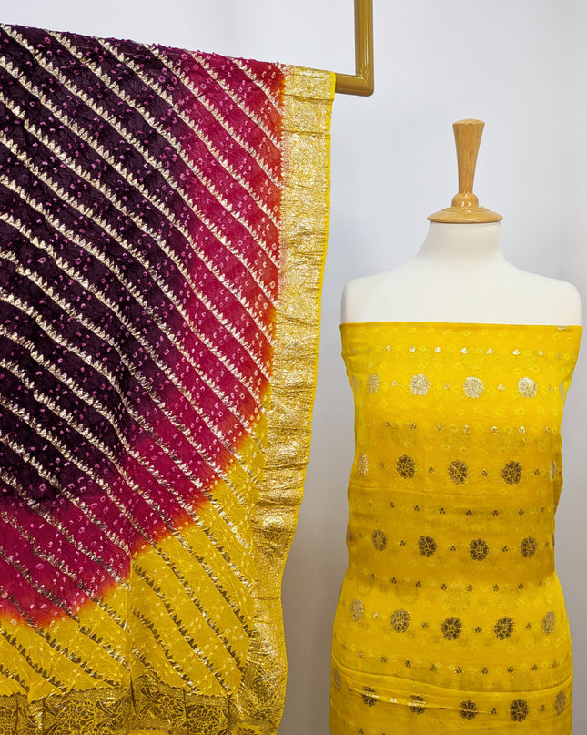 Indian Banarsi + Chunri Work 2pc Suit