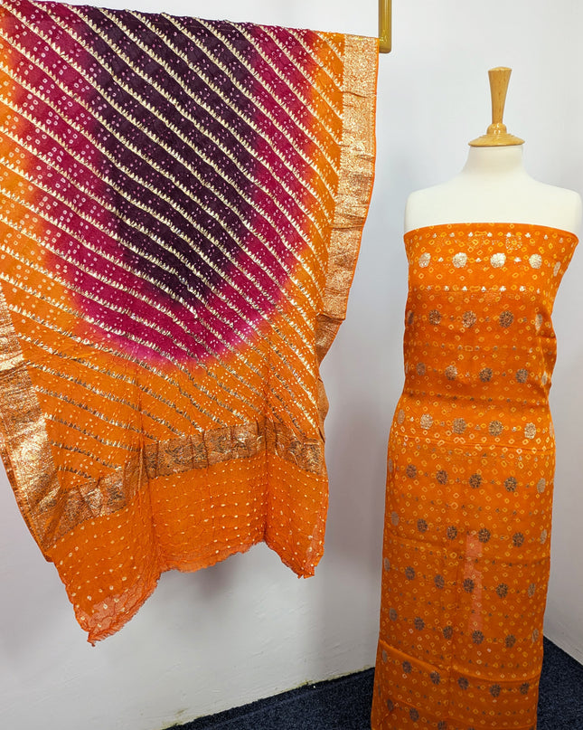 Indian Banarsi + Chunri Work 2pc Suit
