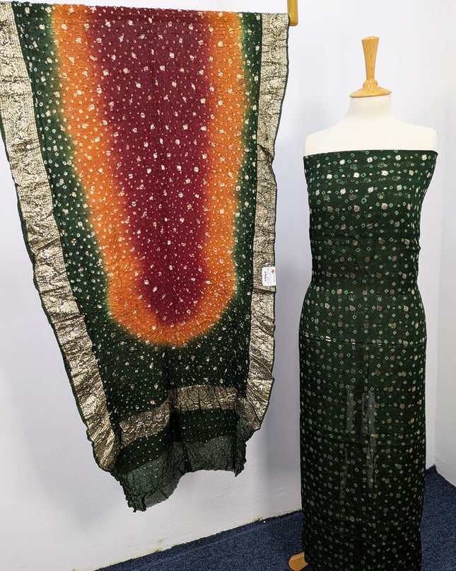 Indian Banarsi + Chunri Work 2pc Suit