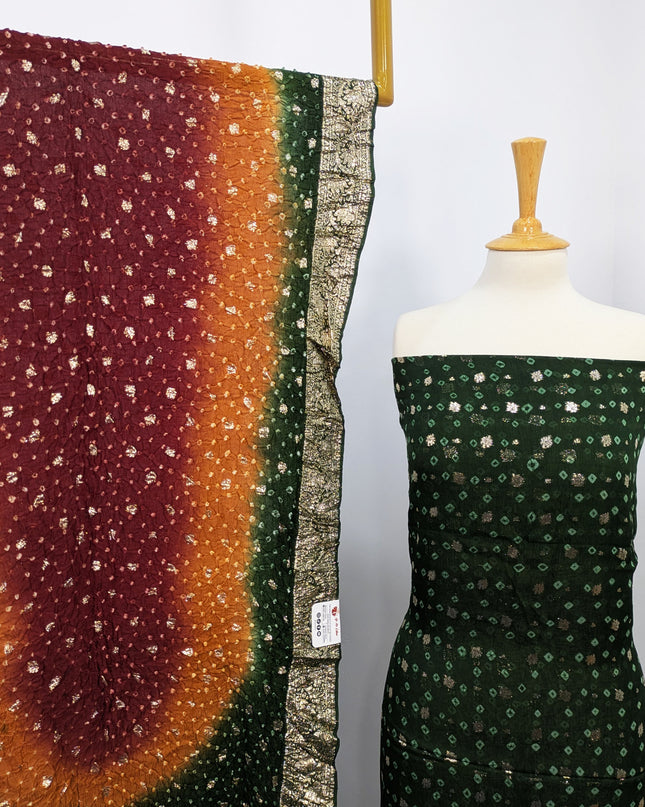 Indian Banarsi + Chunri Work 2pc Suit