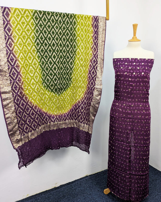 Indian Banarsi + Chunri Work 2pc Suit