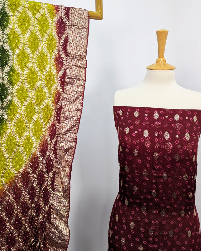 Indian Banarsi + Chunri Work 2pc Suit
