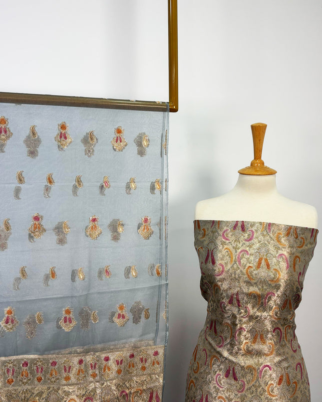 Fancy Organza With Indian Banarasi Work