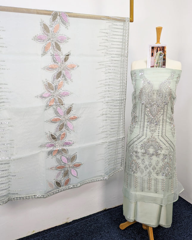 Organza Fancy Designer Suit With Zari Work