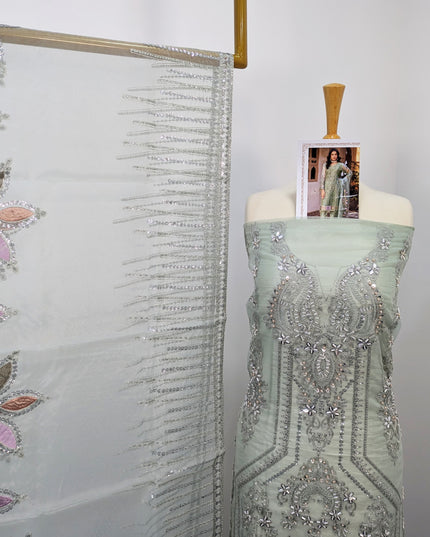 Organza Fancy Designer Suit With Zari Work