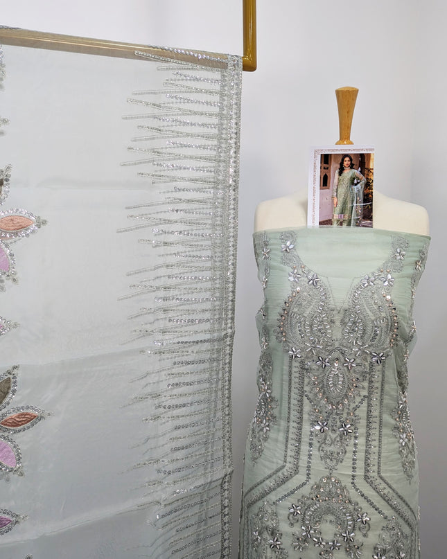 Organza Fancy Designer Suit With Zari Work
