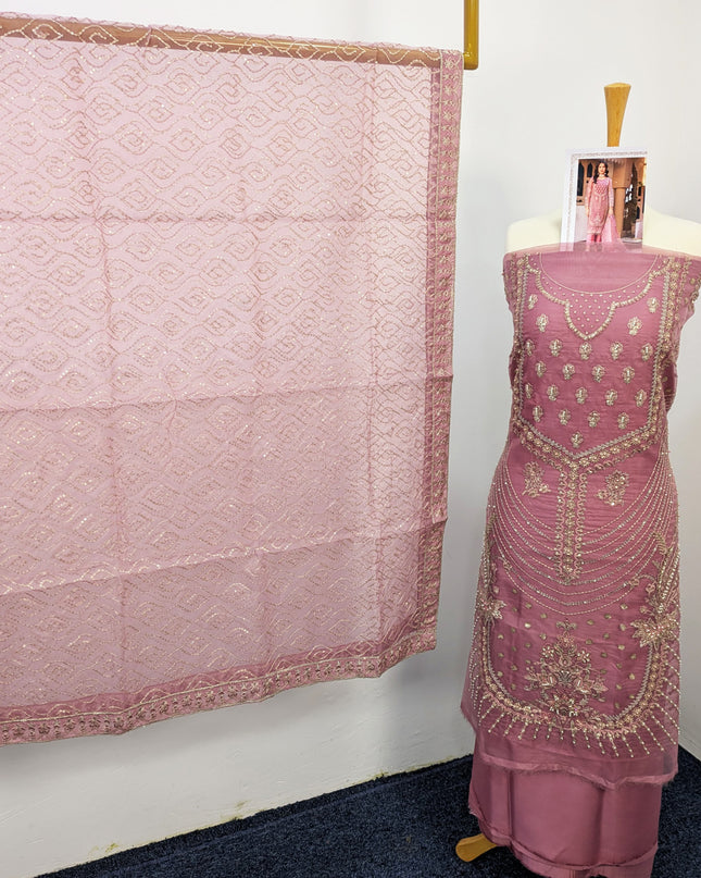 Organza Fancy Designer Suit With Zari Work