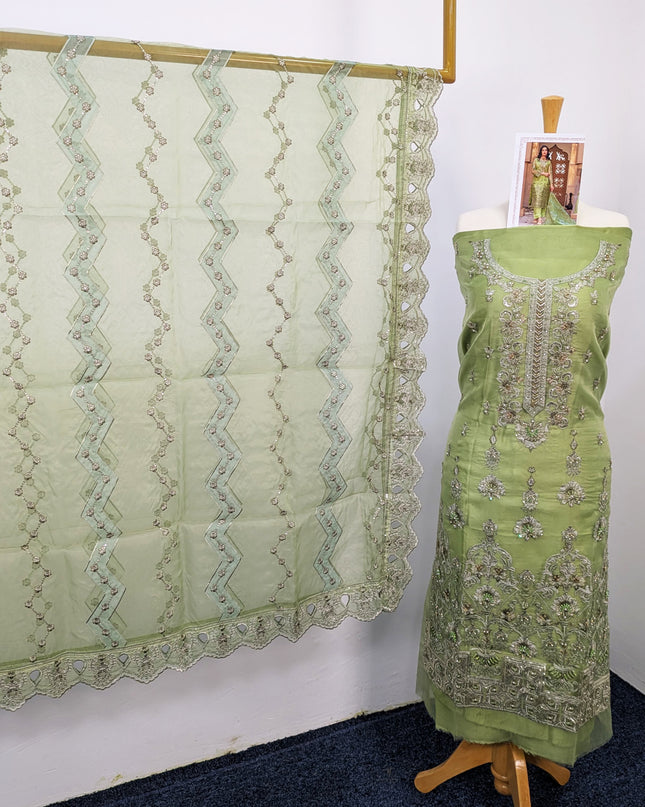 Organza Fancy Designer Suit With Zari Work