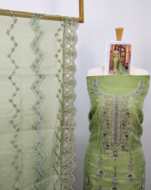 Organza Fancy Designer Suit With Zari Work