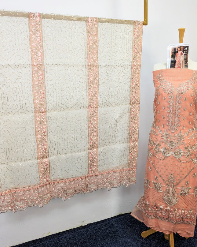 Organza Fancy Designer Suit With Zari Work
