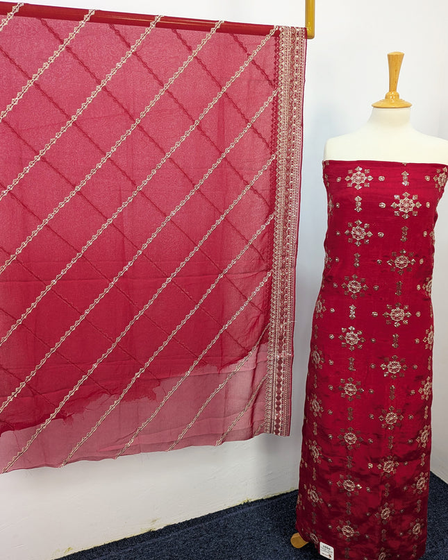 Raw Silk With Chiffon Dupatta