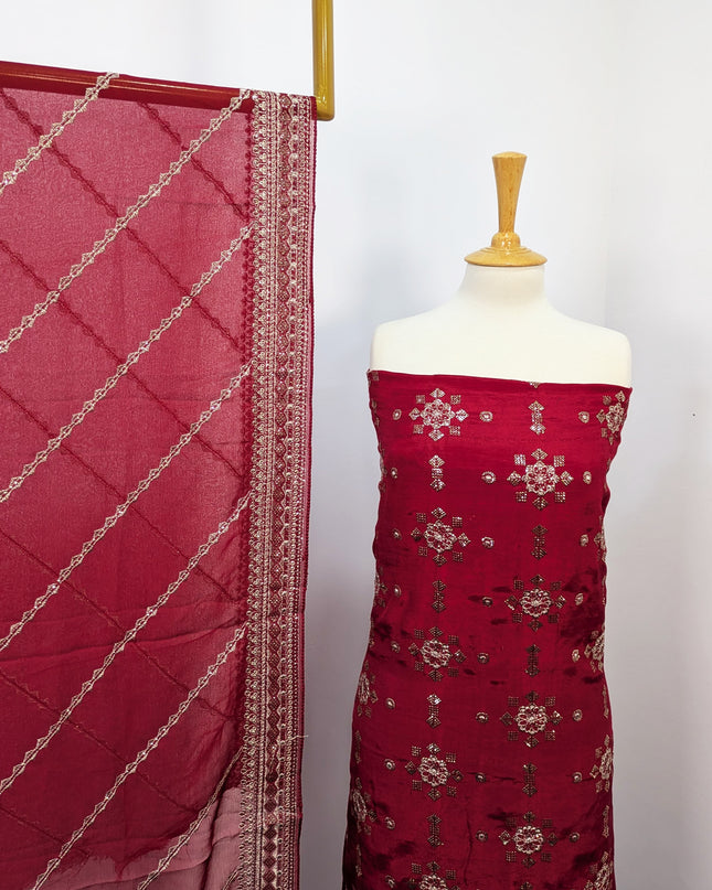 Raw Silk With Chiffon Dupatta