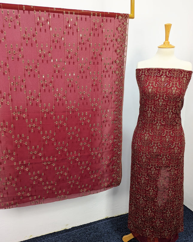 Fancy Chiffon With Tilla & Sitara Work Full Jaal Shirt & Dupatta