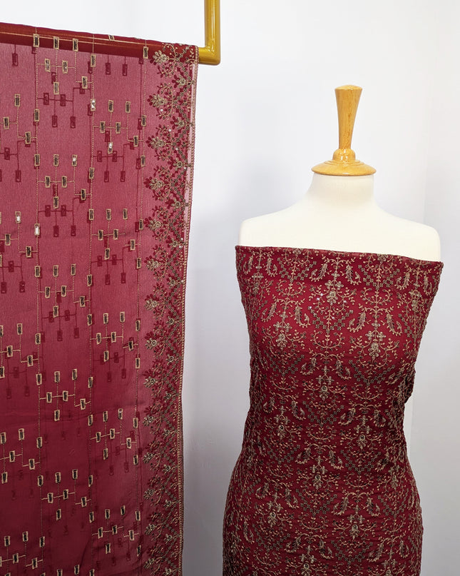 Fancy Chiffon With Tilla & Sitara Work Full Jaal Shirt & Dupatta
