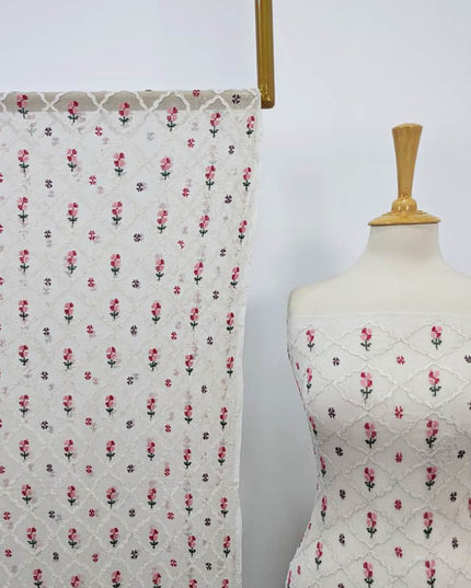 Handmade Dyeable Pure China Crinkle with Cross Stitch Pakka Tanka Work 2PC Unstitched