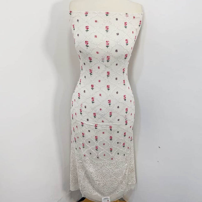 Pure China Crinkle with Cross Stitch Pakka Tanka Work 2PC Unstitched