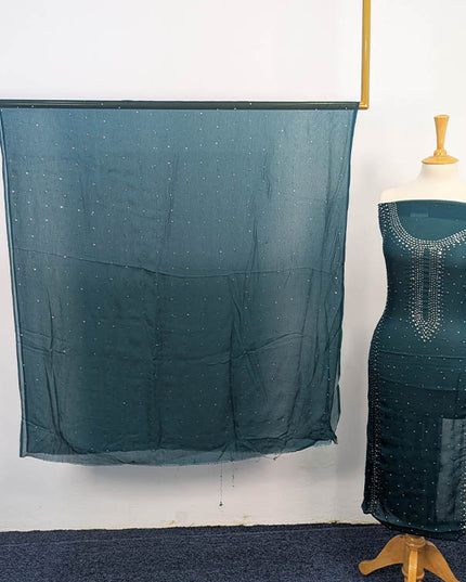 Handmade Mukesh Work Chiffon 2pc Unstitched