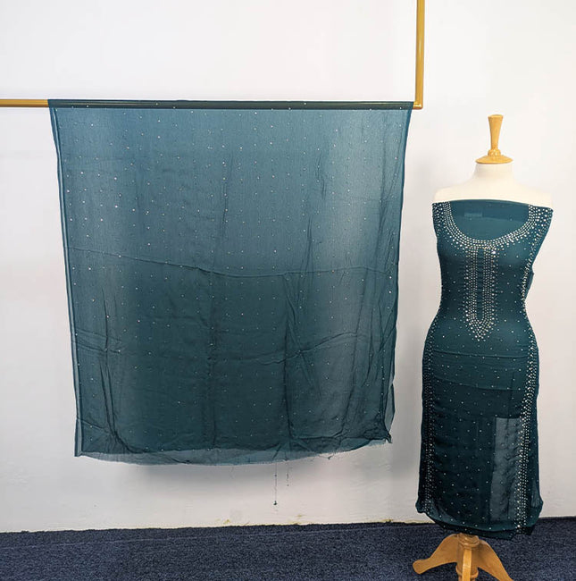 Handmade Mukesh Work Chiffon 2pc Unstitched