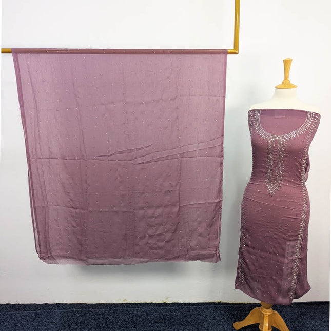 Handmade Mukesh Work Chiffon 2pc Unstitched