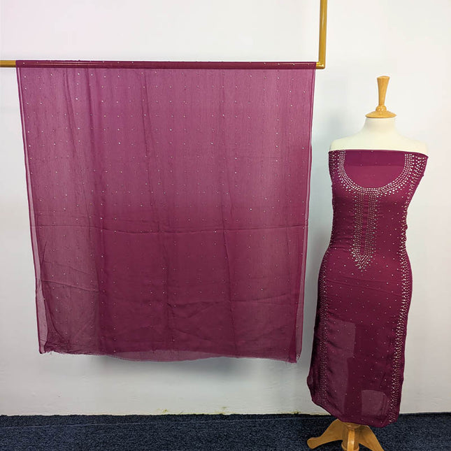 Handmade Mukesh Work Chiffon 2 PC Unstitched
