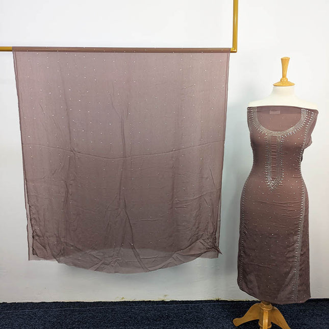 Handmade Mukesh Work Chiffon 2pc Unstitched