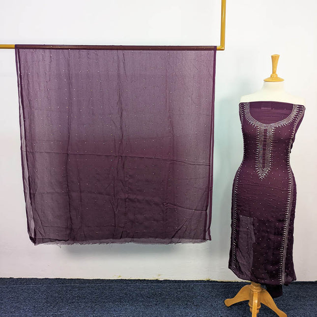 Handmade Mukesh Work Chiffon 2pc Unstitched