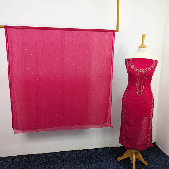 Handmade Mukesh Work Chiffon 2pc Unstitched