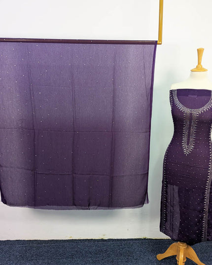Handmade Mukesh Work Chiffon 2pc Unstitched