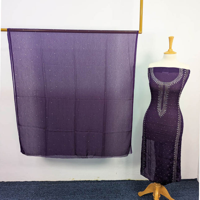 Handmade Mukesh Work Chiffon 2pc Unstitched