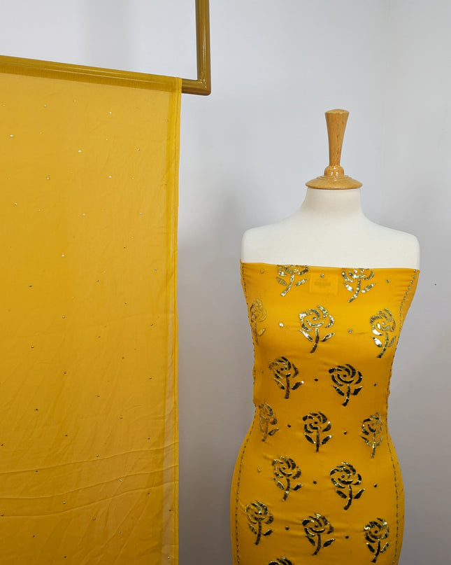Pakistani Chiffon with Handmade Golden Mukesh Work