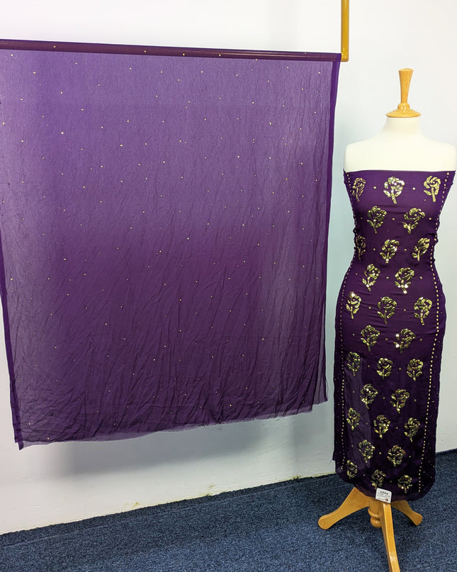 Pakistani Chiffon with Handmade Golden Mukesh Work