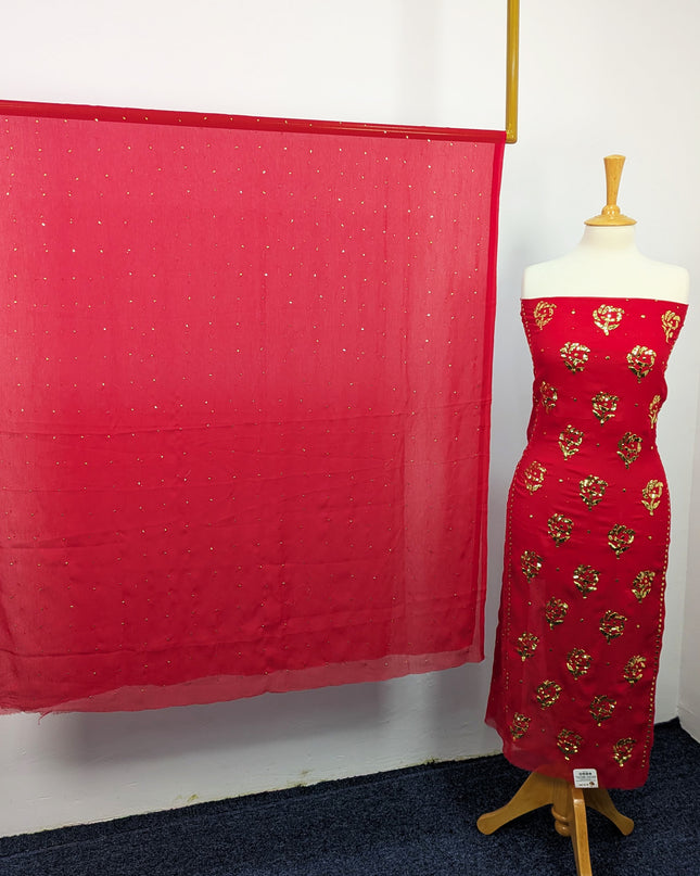 Pakistani Chiffon with Handmade Golden Mukesh Work