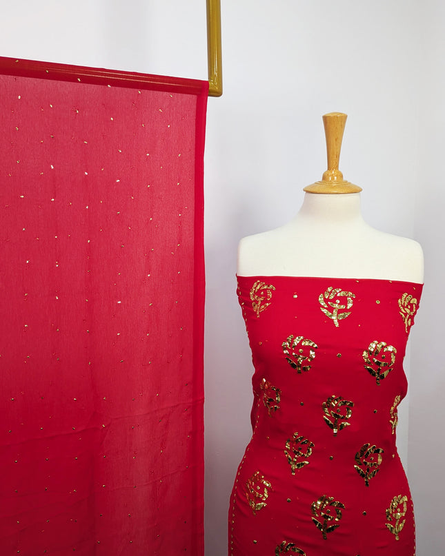 Pakistani Chiffon with Handmade Golden Mukesh Work