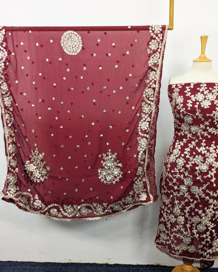 Fancy Handmade Full Jaal Gotta Work Chiffon 2PC Unstitched