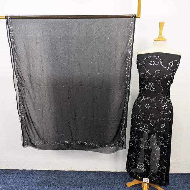 Fancy Chiffon with Full Jaal Mukesh Work 2PC Unstitched