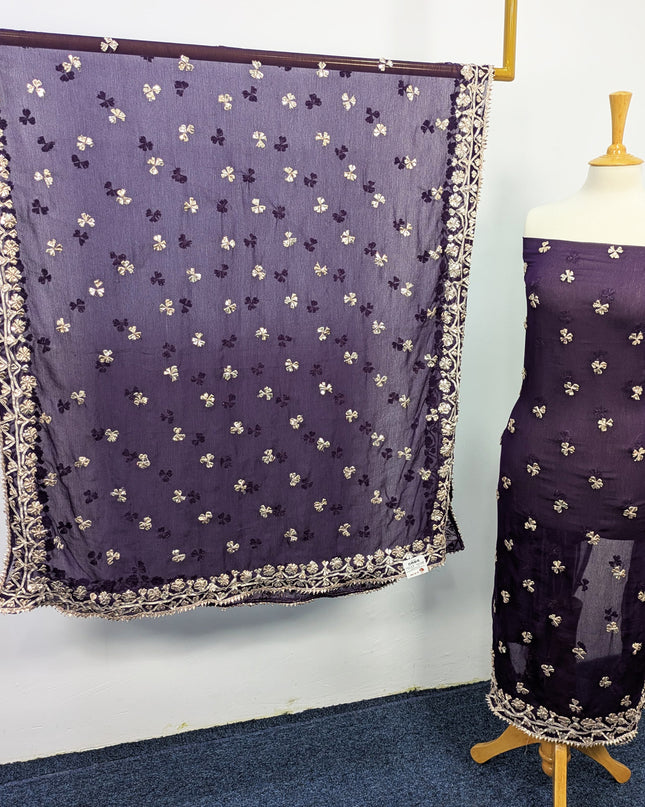Fancy Chiffon with Handmade Gotta  All over Work