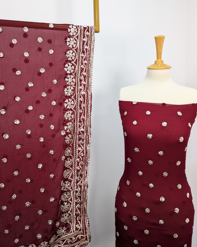 Fancy Chiffon with Handmade Gotta  All over Work