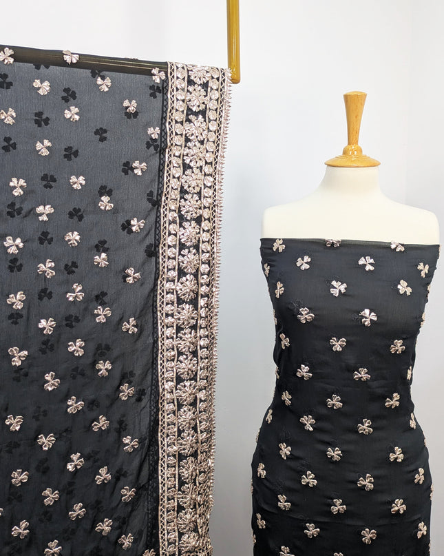 Fancy Chiffon with Handmade Gotta  All over Work