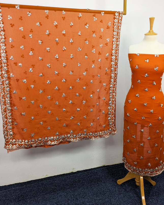 Fancy Chiffon with Handmade Gotta  All over Work