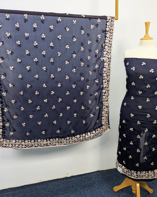 Fancy Chiffon with Handmade Gotta  All over Work
