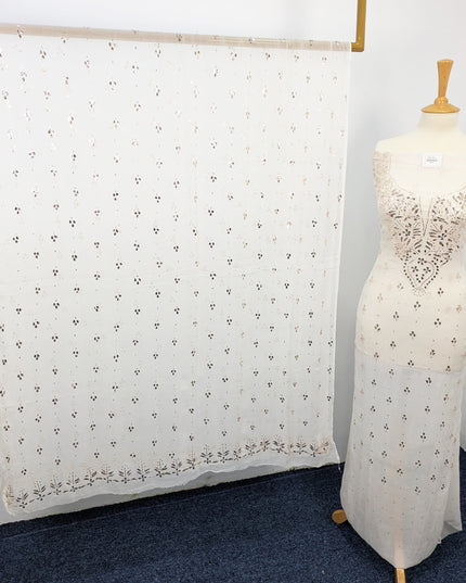 Pure China Crinkle with Handmade Pure Indian Golden Mukesh Work