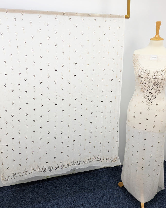 Pure China Crinkle with Handmade Pure Indian Golden Mukesh Work